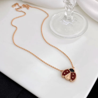 [Leaves]LUCKY CARNELIAN LADYBUG CHARM NECKLACE