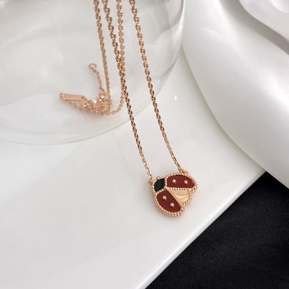 [Leaves]LUCKY CARNELIAN LADYBUG CHARM NECKLACE