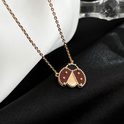[Leaves]LUCKY CARNELIAN LADYBUG CHARM NECKLACE