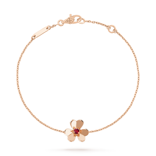 [Leaves]FRIVOLE GOLD FLOWER PINK MALACHITE BRACELET