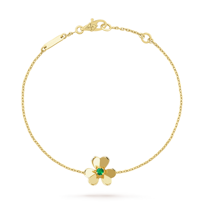 [Leaves]FRIVOLE GOLD FLOWER PINK MALACHITE BRACELET