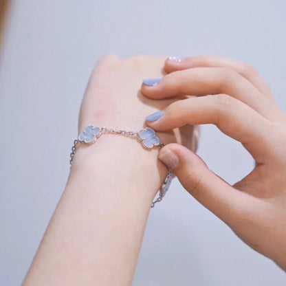 [Leaves]LUCKY CLOVER 5-MOTIF BRACELET - PURPLE CHALCEDONY COLLECTION