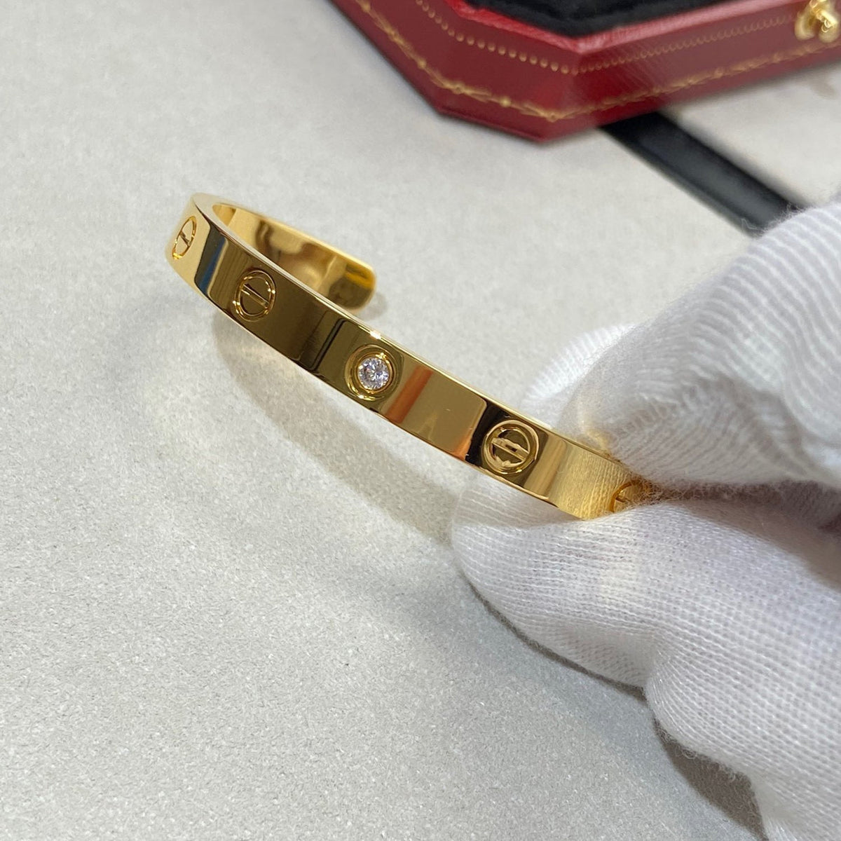 [Leaves]LOVE BRACELET 6.1MM 1 DIAMOND OPEN CUFF