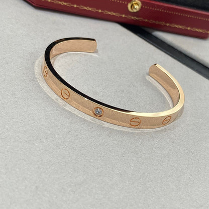 [Leaves]LOVE BRACELET 6.1MM 1 DIAMOND OPEN CUFF