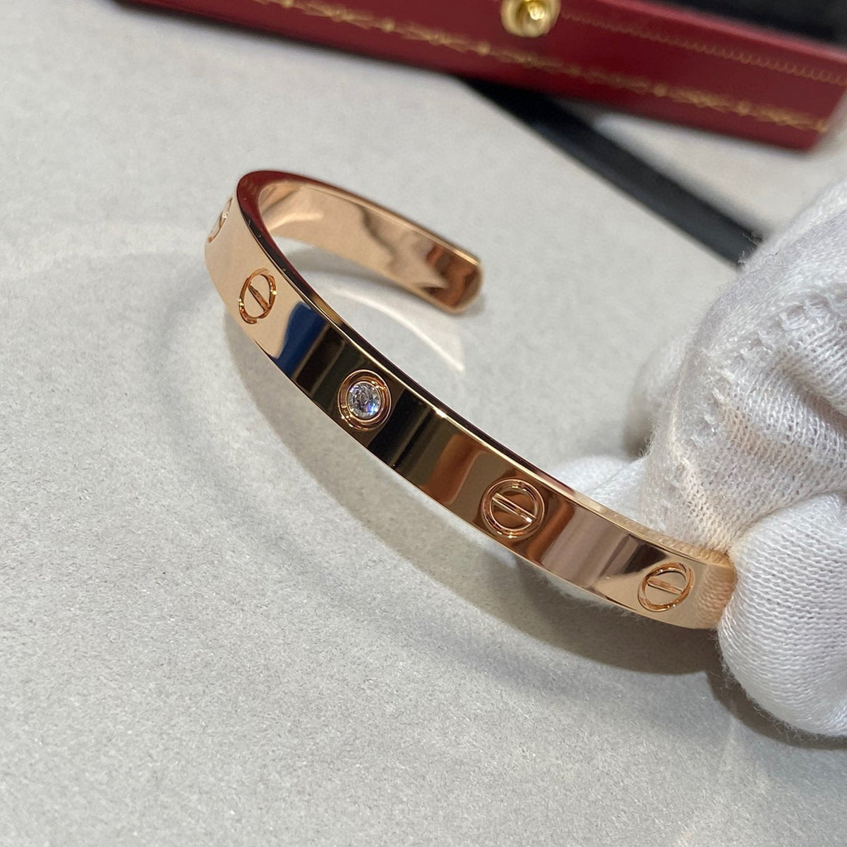 [Leaves]LOVE BRACELET 6.1MM 1 DIAMOND OPEN CUFF