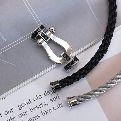 [Leaves]FORCE LARGE HORSESHOE BLACK DIAMOND BRACELET - WHITE GOLD