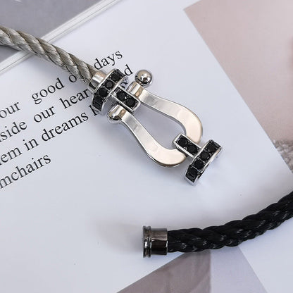 [Leaves]FORCE LARGE HORSESHOE BLACK DIAMOND BRACELET - WHITE GOLD