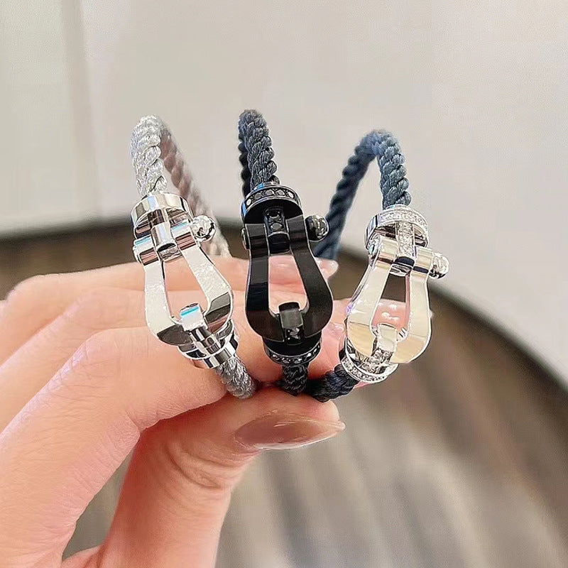 [Leaves]FORCE LARGE HORSESHOE FULL DIAMOND BRACELET - GOLD