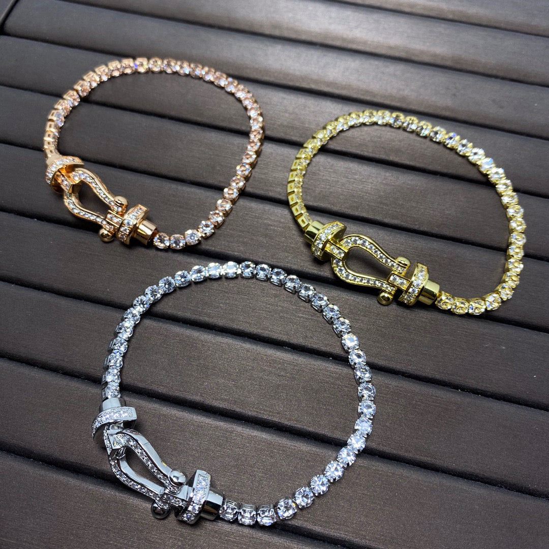 [Leaves]FORCE  LARGE HORSESHOE FULL DIAMOND TENNIS BRACELET