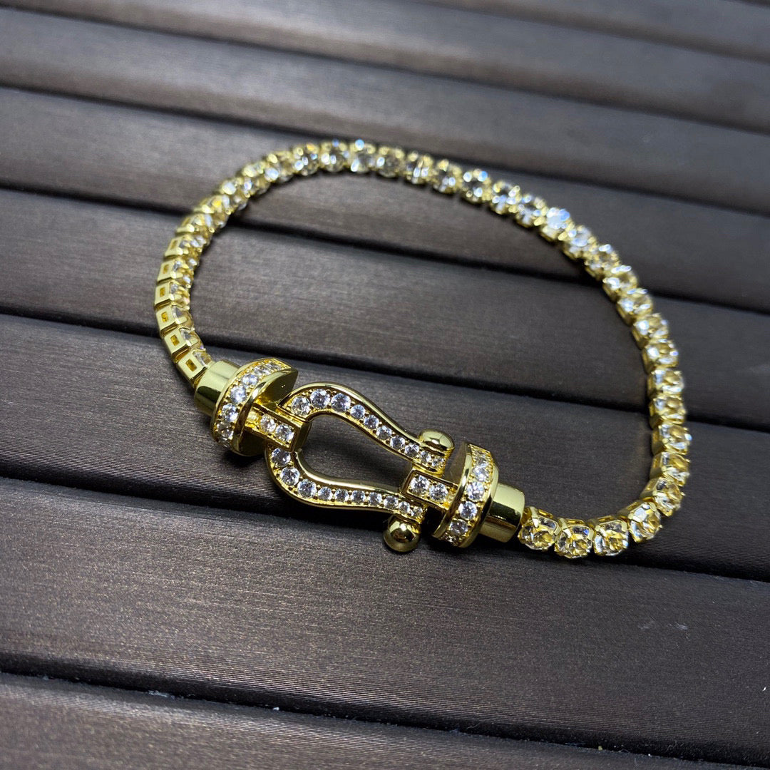 [Leaves]FORCE  LARGE HORSESHOE FULL DIAMOND TENNIS BRACELET