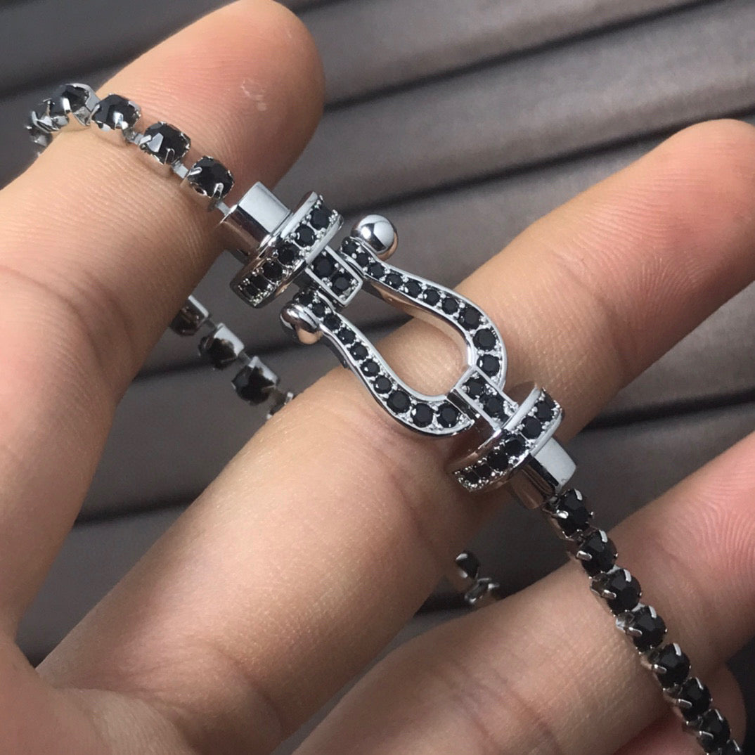 [Leaves]FORCE  LARGE HORSESHOE FULL DIAMOND TENNIS BRACELET