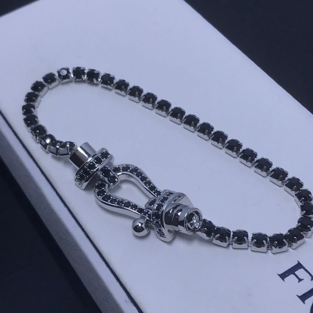 [Leaves]FORCE  LARGE HORSESHOE FULL DIAMOND TENNIS BRACELET