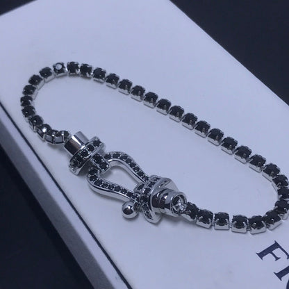 [Leaves]FORCE  LARGE HORSESHOE FULL DIAMOND TENNIS BRACELET