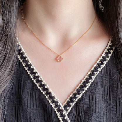 [Leaves]CLOVER 15MM PINK MOTHER-OF-PEARL SINGLE FLOWER NECKLACE