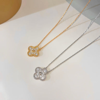[Leaves]CLOVER 15MM DIAMOND SINGLE FLOWER NECKLACE