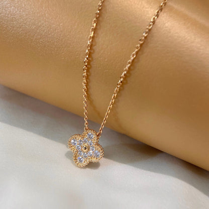 [Leaves]CLOVER 15MM DIAMOND SINGLE FLOWER NECKLACE