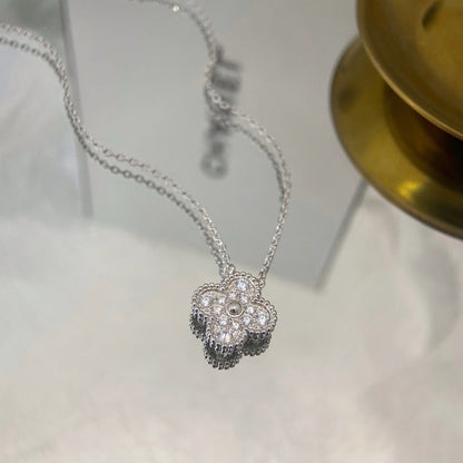 [Leaves]CLOVER 15MM DIAMOND SINGLE FLOWER NECKLACE