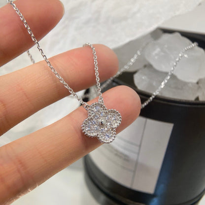 [Leaves]CLOVER 15MM DIAMOND SINGLE FLOWER NECKLACE