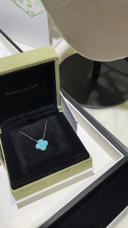 [Leaves]CLOVER 15MM DIAMOND SVRES PORCELAIN  NECKLACE SILVER