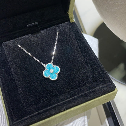 [Leaves]CLOVER 15MM DIAMOND SVRES PORCELAIN  NECKLACE SILVER