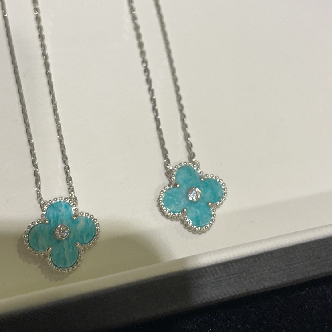 [Leaves]CLOVER 15MM DIAMOND SVRES PORCELAIN  NECKLACE SILVER