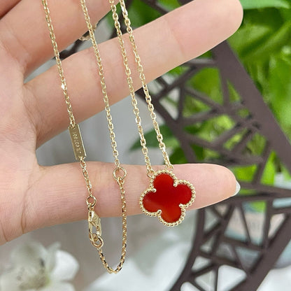 [Leaves]CLOVER 15MM CARNELIAN SINGLE FLOWER NECKLACE