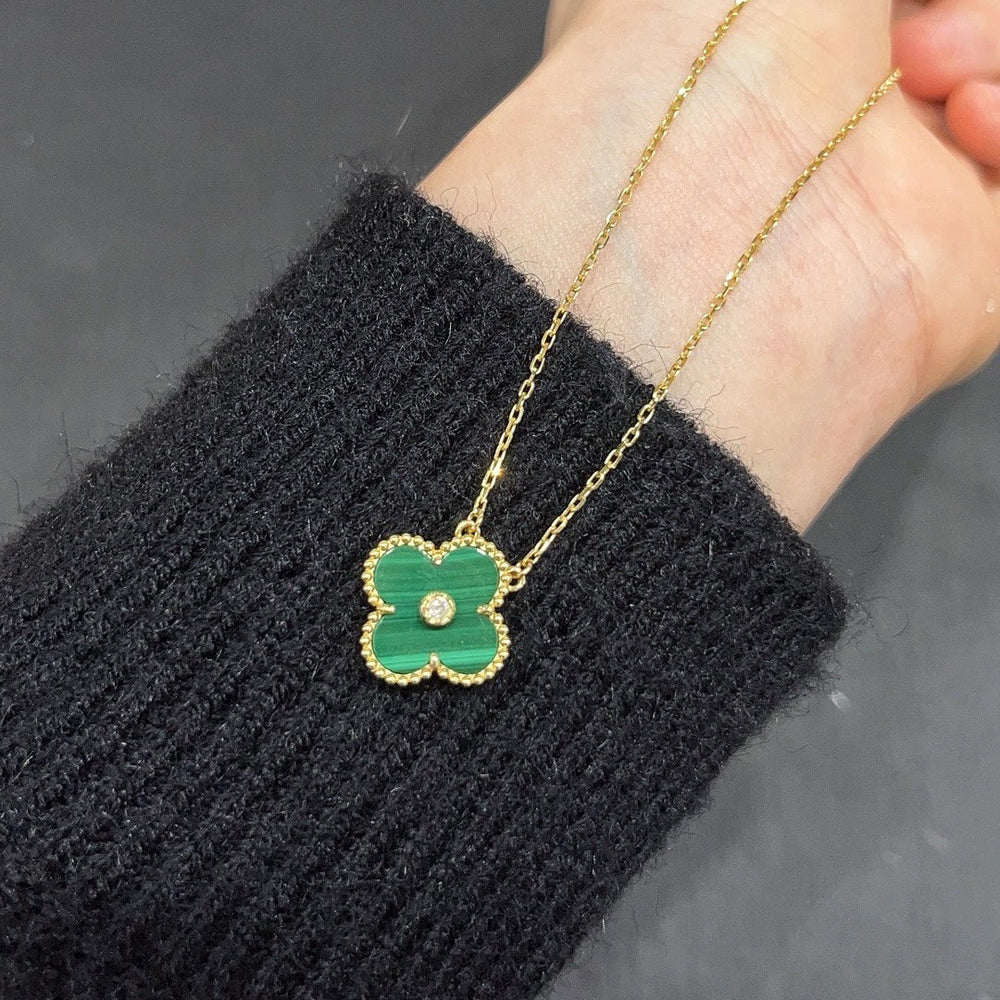 [Leaves]CLOVER 15MM DIAMOND TURQUOISE NECKLACE