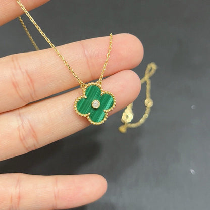 [Leaves]CLOVER 15MM DIAMOND TURQUOISE NECKLACE