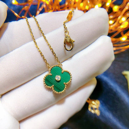 [Leaves]CLOVER 15MM DIAMOND TURQUOISE NECKLACE
