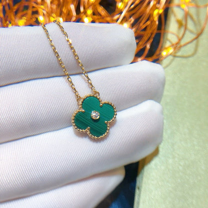 [Leaves]CLOVER 15MM DIAMOND TURQUOISE NECKLACE