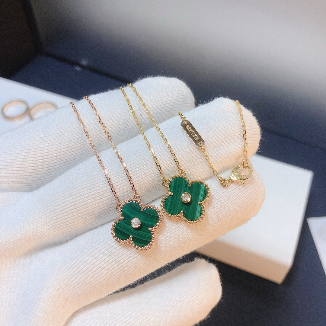 [Leaves]CLOVER 15MM DIAMOND TURQUOISE NECKLACE