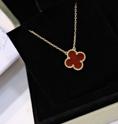 [Leaves]CLOVER 15MM CARNELIAN SINGLE FLOWER NECKLACE