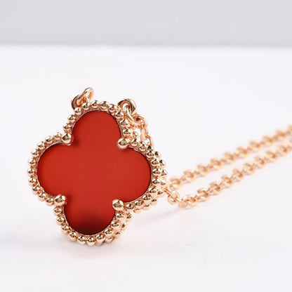 [Leaves]CLOVER 15MM CARNELIAN SINGLE FLOWER NECKLACE