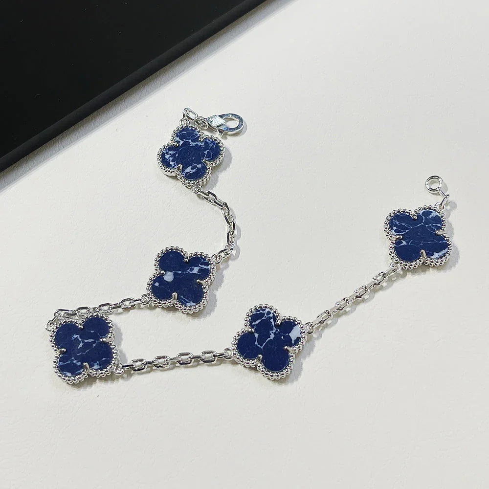 [Leaves]LUCKY CLOVER 5-MOTIF BRACELET - PIETERSITE COLLECTION