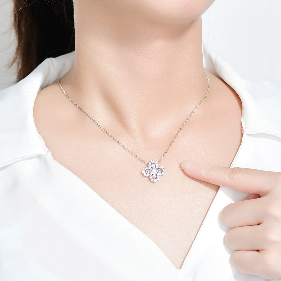[Leaves]LOOP NECKLACE FULL MOTIF DIAMOND 16MM MULTIPLE COLORS