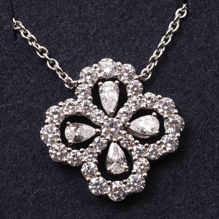 [Leaves]LOOP NECKLACE FULL MOTIF DIAMOND 16MM MULTIPLE COLORS