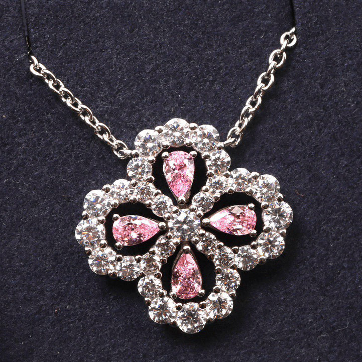[Leaves]LOOP NECKLACE FULL MOTIF DIAMOND 16MM MULTIPLE COLORS