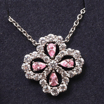 [Leaves]LOOP NECKLACE FULL MOTIF DIAMOND 16MM MULTIPLE COLORS