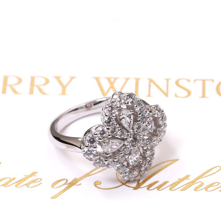 [Leaves]LOOP RING FULL MOTIF DIAMOND 16MM SILVE