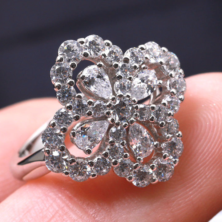 [Leaves]LOOP RING FULL MOTIF DIAMOND 16MM SILVE