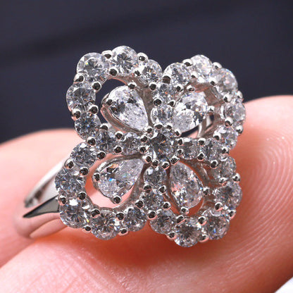 [Leaves]LOOP RING FULL MOTIF DIAMOND 16MM SILVE