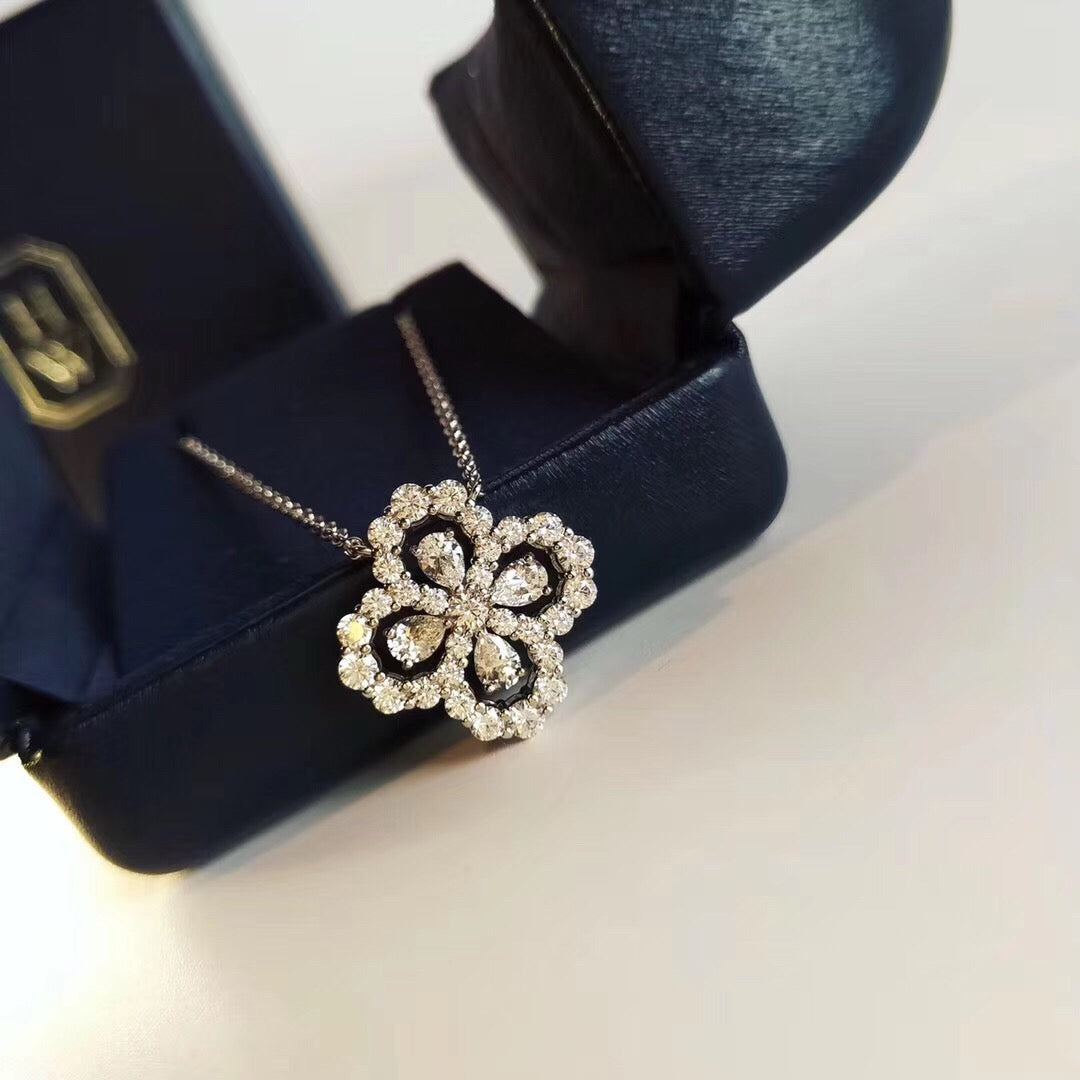 [Leaves]LOOP NECKLACE FULL MOTIF DIAMOND 16MM MULTIPLE COLORS
