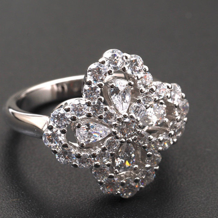 [Leaves]LOOP RING FULL MOTIF DIAMOND 16MM SILVE