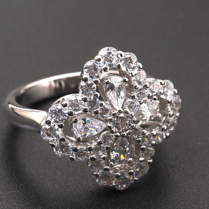 [Leaves]LOOP RING FULL MOTIF DIAMOND 16MM SILVE