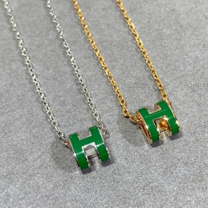 [Leaves]POP H GREEN NECKLACE SILVER AND GOLD
