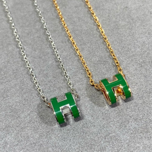 [Leaves]POP H GREEN NECKLACE SILVER AND GOLD