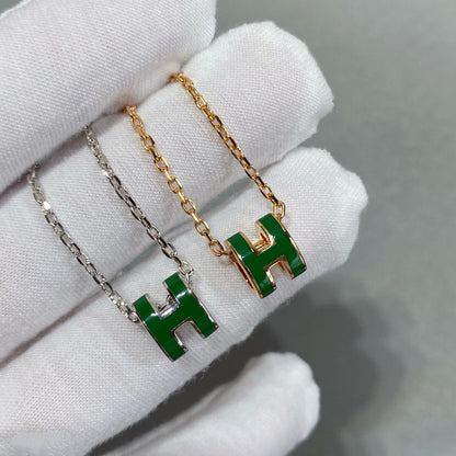 [Leaves]POP H GREEN NECKLACE SILVER AND GOLD