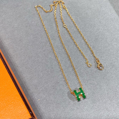 [Leaves]POP H GREEN NECKLACE SILVER AND GOLD