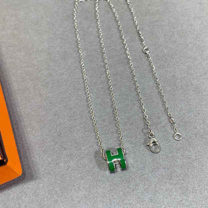 [Leaves]POP H GREEN NECKLACE SILVER AND GOLD