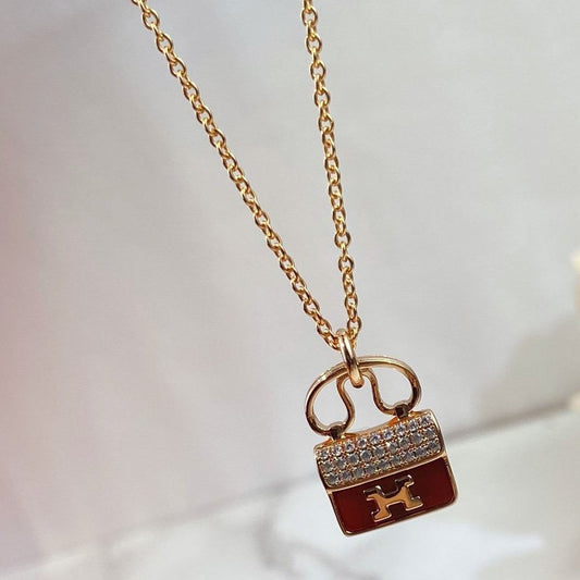 [Leaves]CONSTANCE RED PEDANT ROSE GOLD NECKLACE